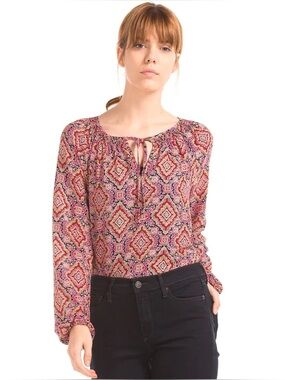 GAP Pink Geometric Printed Long-Sleeve Blouse